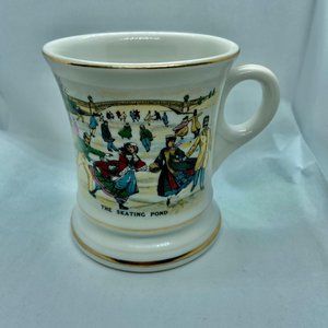 Currier & Ives Vintage Mustache Mug Gold Trim “The